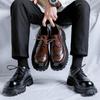 Leather shoes men's platform heightening casual shoes leather shoes casual brown groom shoes 1808-R
