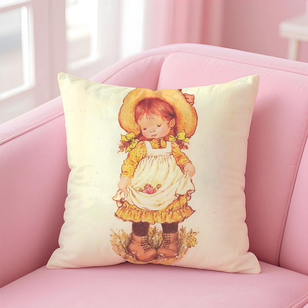 Sweet Anime Whimsical American Art SSarah Kay Cushion Cover Pillow Case Soft Skin Friendly Fabric  Concealed Zipper