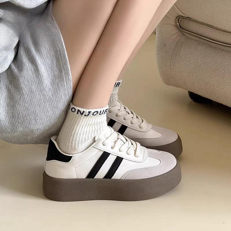 Little White Shoes Women's Platform 2025 Spring and Autumn New Forrest Gump Training Shoes Versatile Casual Board Shoes Muffin Lace-up Single Shoes