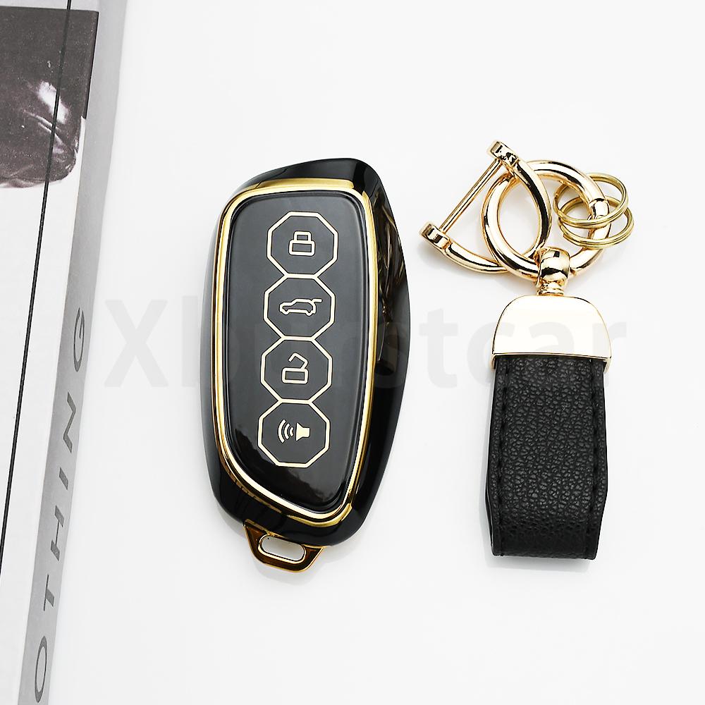 Gold Edge Tpu Keyless Car Key Case Cover For Haval Hover Jolion X Dog H2 H3 H5 H7 H8 M4 F7H H2S Xy H6 Dargo M6 H9 H6S F7 F7X