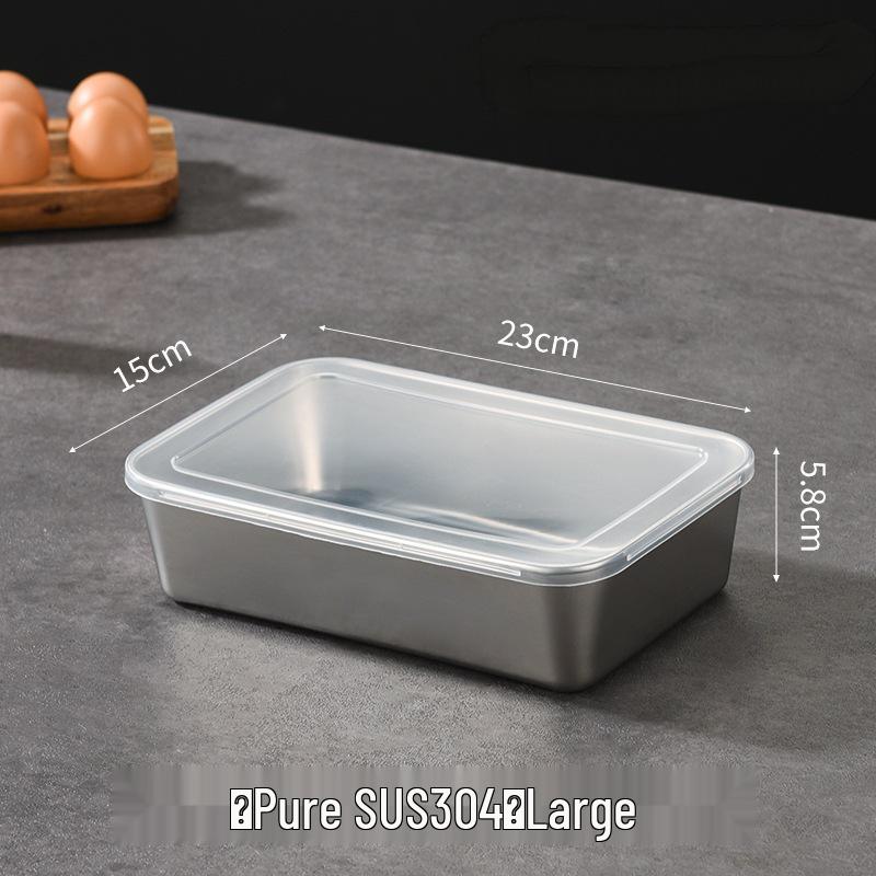Pojemnik na żywność 304 ze stali nierdzewnej, szybkozamrażający, utrzymujący świeżość i smak, z pokrywką - Szczelny pojemnik do przechowywania żywności w lodówce i zamrażarce
