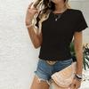 Ladies Summer Fashion Round Neck Hollow Short Sleeve Round Neck T-shirt Top