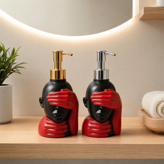 200ml Dispensing Bottle, Smooth Foaming Artistic Black Red Design Soap Bottle, Large Capacity Soap Dispenser for Bathroom Decor