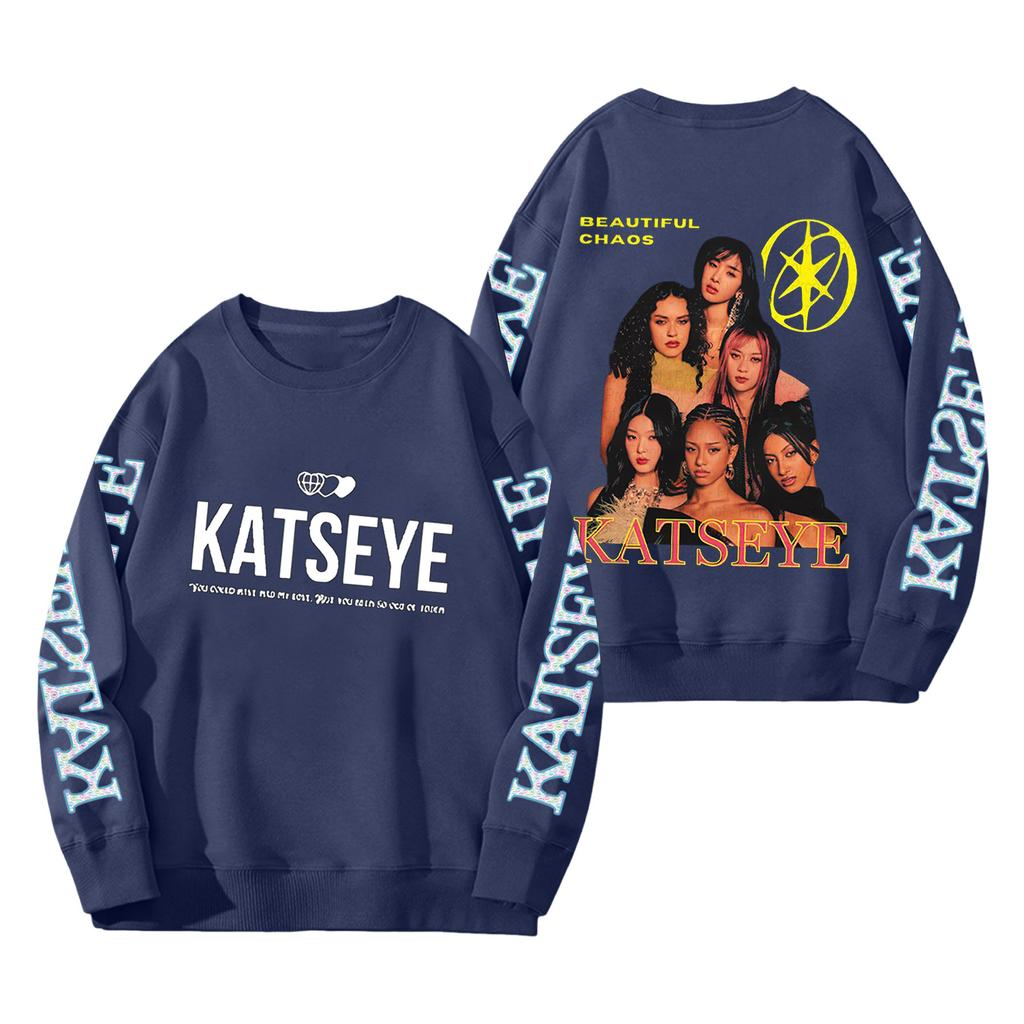 Women's Fashion Long Sleeve Print Round Neck Loose Pullover Sweater Top