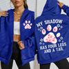 Flower Cat Feet My Shadow Has Four Legs And A Tail Print Zipper Hoody Woman Autumn Hoodies Loose Fleece