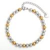 Classic Adjustable Gold, Silver, and Black Stainless Steel Beaded Bracelet (10/8/6/4MM)