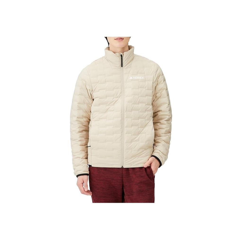 adidas 800 Daunen Buchstaben-Print Stehkragen Reißverschluss Langarm Jacke Herrenjacke Weiß IS8920