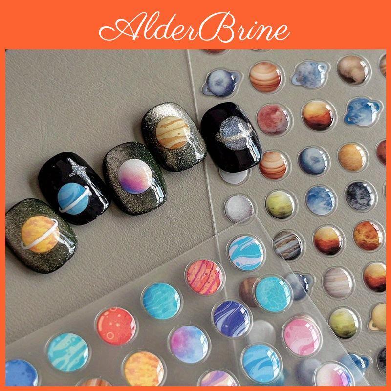 Spacethemed Nail Colorful Stickers Art Interstellar Planets Designs Reusable Selfadhesive Decals For Diy Manicure Perfect Holiday Gift