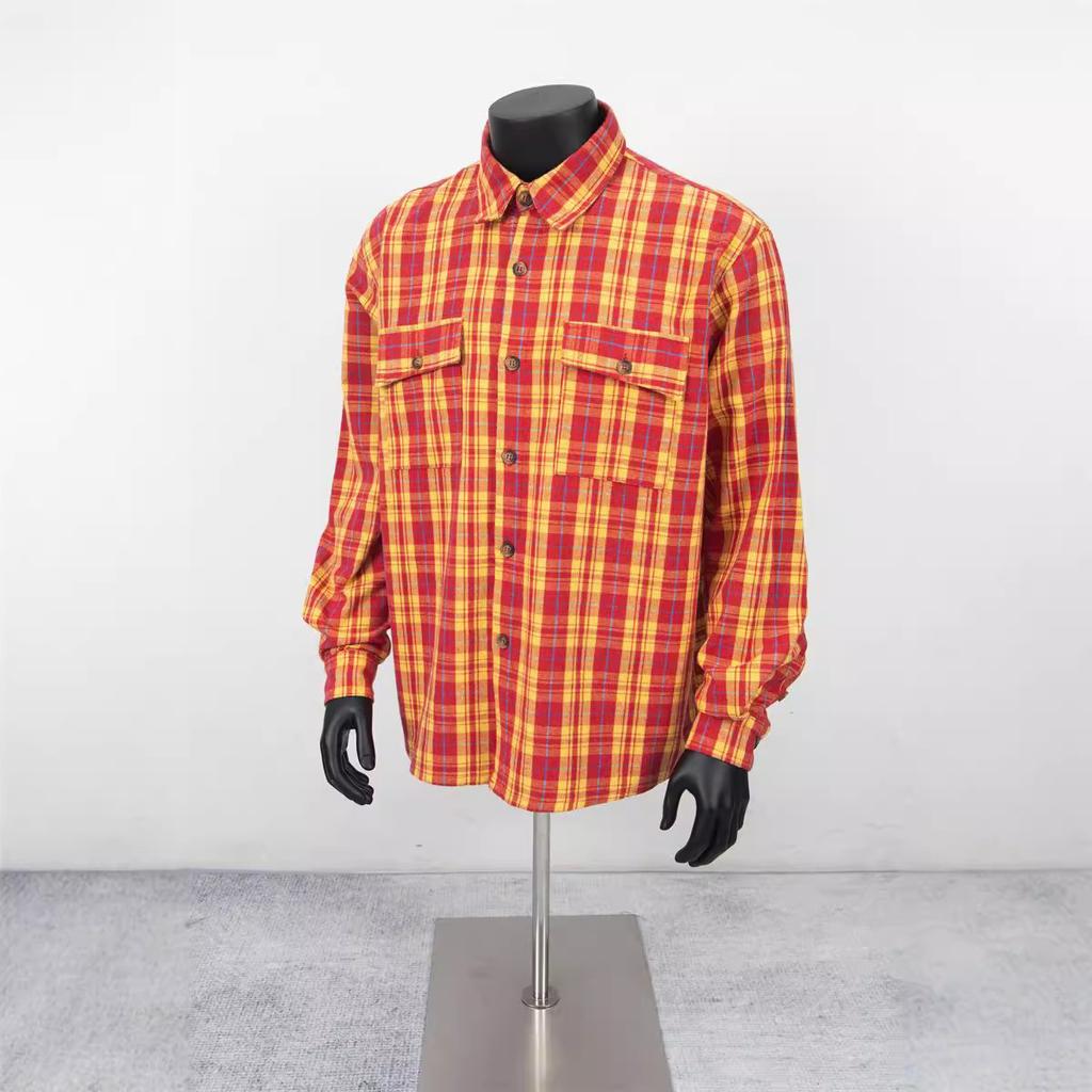 EastRogue American Retro Flannel Check Button-up Loose Long-sleeved Unisex Shirt