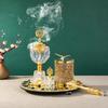 Arabian Incense Burner Set, with Clear Glass Storage Jar Clip, Cone Holder