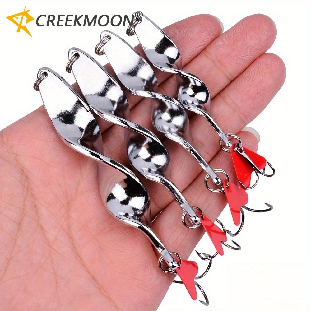 CREEKMOON 50Pcs 360 Degree Rotation Metal Spinner Spoon Fishing Lures Long Shot Trout Hard Bait Sequins Artificial Baits for Fish 10g 14g 21g 28g