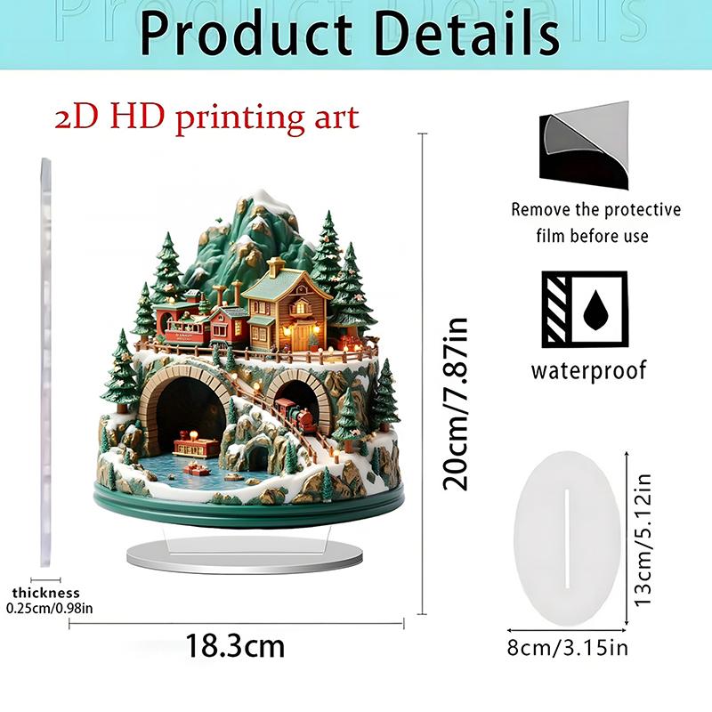 2D Flat Christmas Merry Carousel Christmas Scene Festival Decor Bedroom Office Desktop Ornaments Home Decoration Christmas Gifts