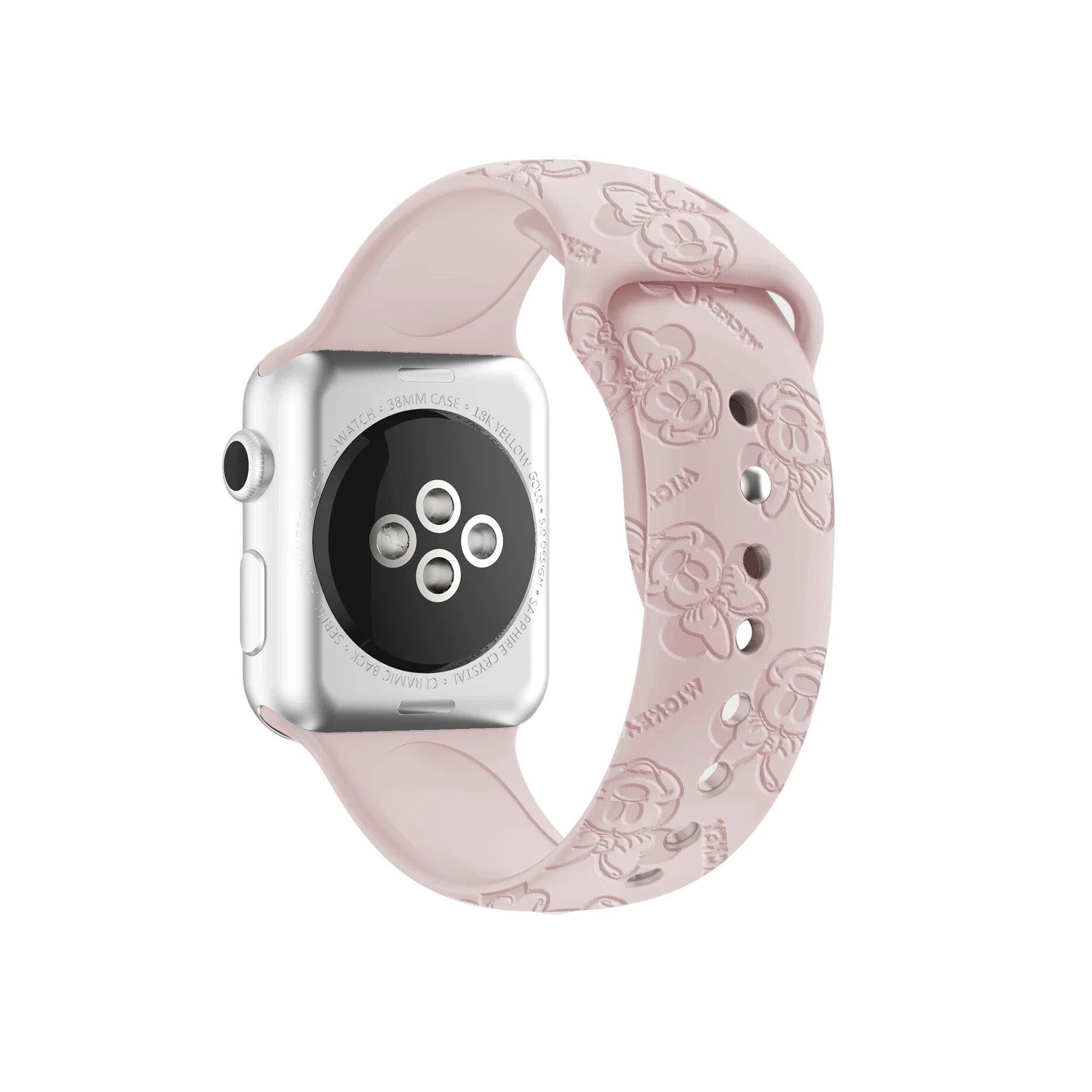 

Силіконовий ремінець з гравіюванням для Apple Watch Series 9 41 мм 45 Ultra 2 49 мм жіночий ремінець для iWatch 8 7 4 5 6 se 42 мм 44 мм 38 мм 40 мм браслет 38mm світло-рожевий колір