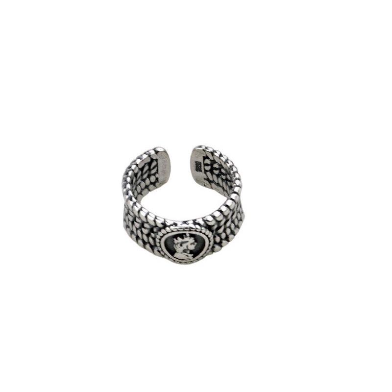 Yinruitai S925 Sterling Silver Wide Band Ring: Women's Retro Fashion Open Finger Ring, Trendy Index Finger Accessory.