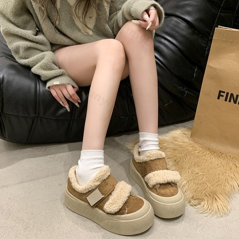 Retro Warm Thickern Hairy Vulcanize Shoes for Women 2026 Winter New Fashion Versatile Soft Plush Comfortable Chunky Cotton Shoes