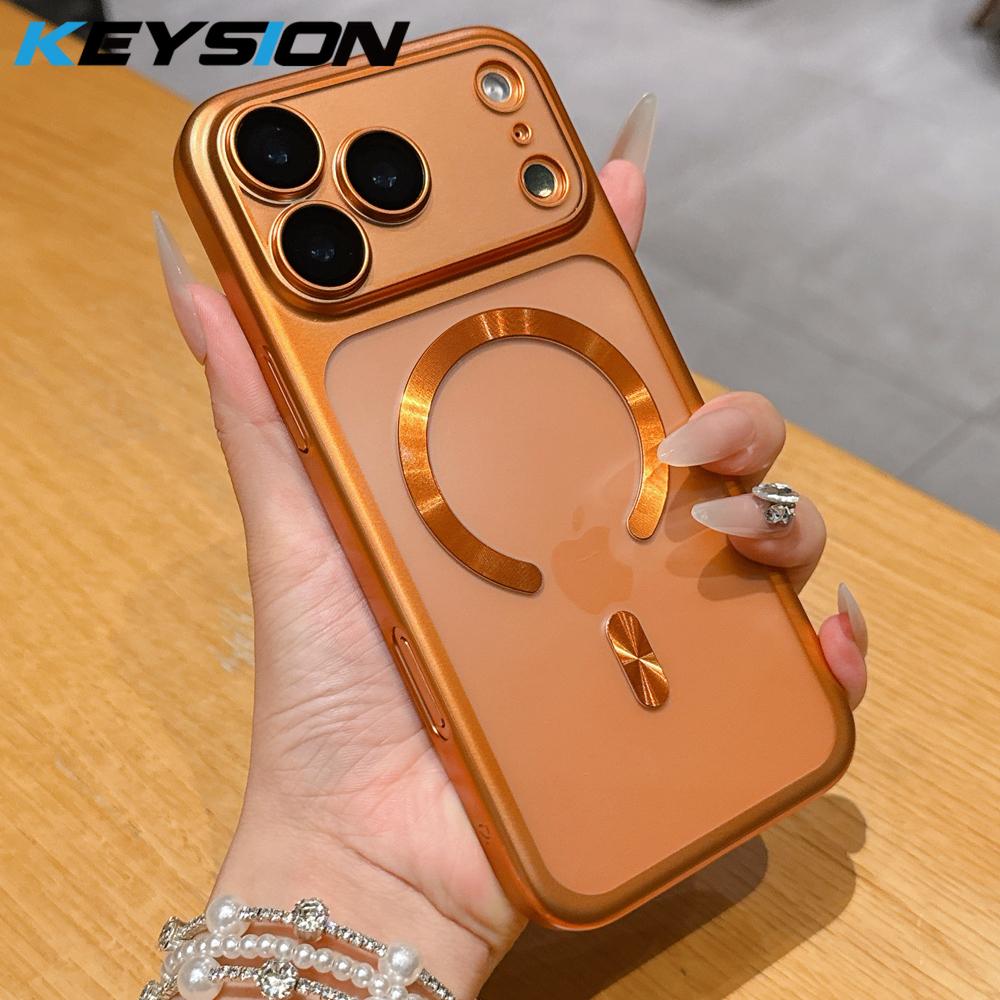KEYSION جراب هاتف مغناطيسي مطلي غير لامع شفاف لـ MagSafe لهاتف iPhone 17 Pro Max Air غطاء صلب من البولي كربونات مع فيلم عدسة مقاوم للصدمات