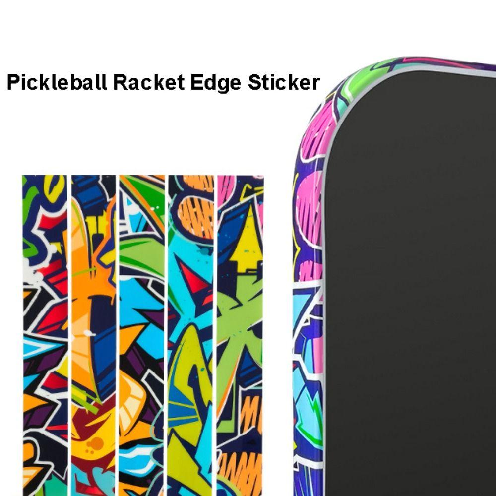 1PC Random Graffiti Pickleball Racket Edge Sticker Scratch-proof Anti-fall Paddle Head Edge Tape Shock Absorption Decor