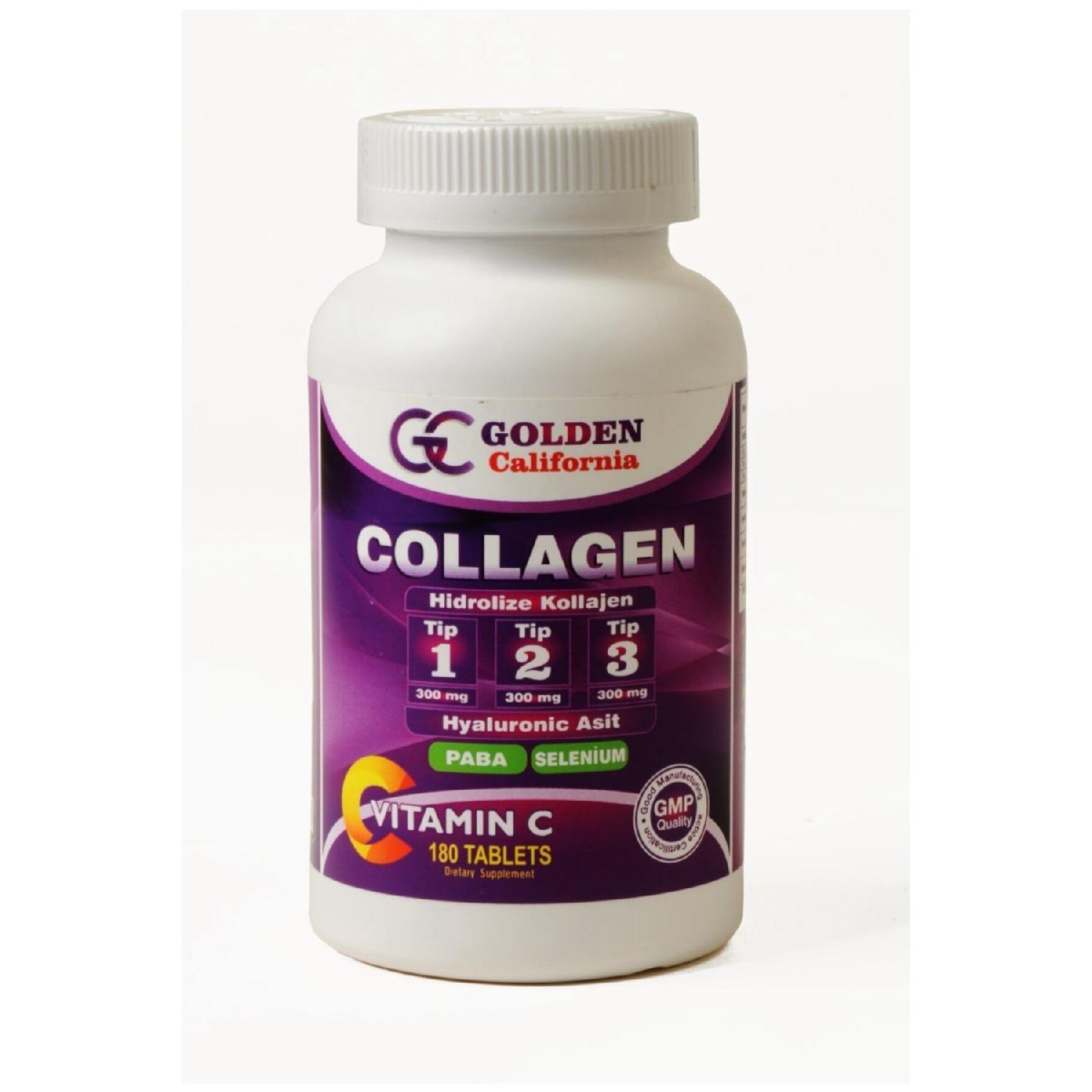 

Hydrolyzed Collagen Type 1-2-3 (fish, chicken, cattle) Vitamin C Paba Selenium Hyaluronic Acid 180 Tablets