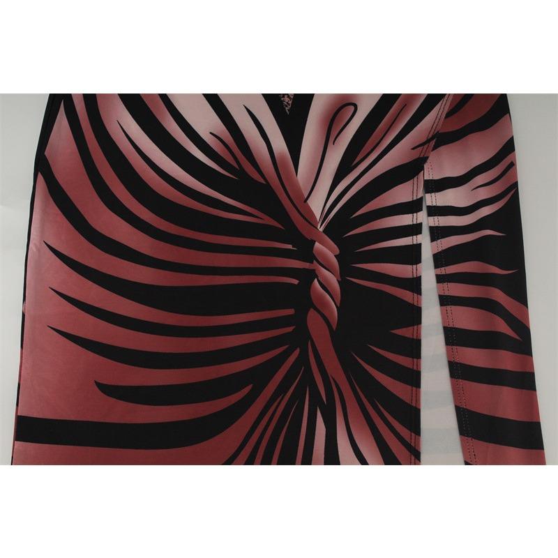 Women's Summer Fashion Sexy Split Print Strapless Spice Girl Slim Dress