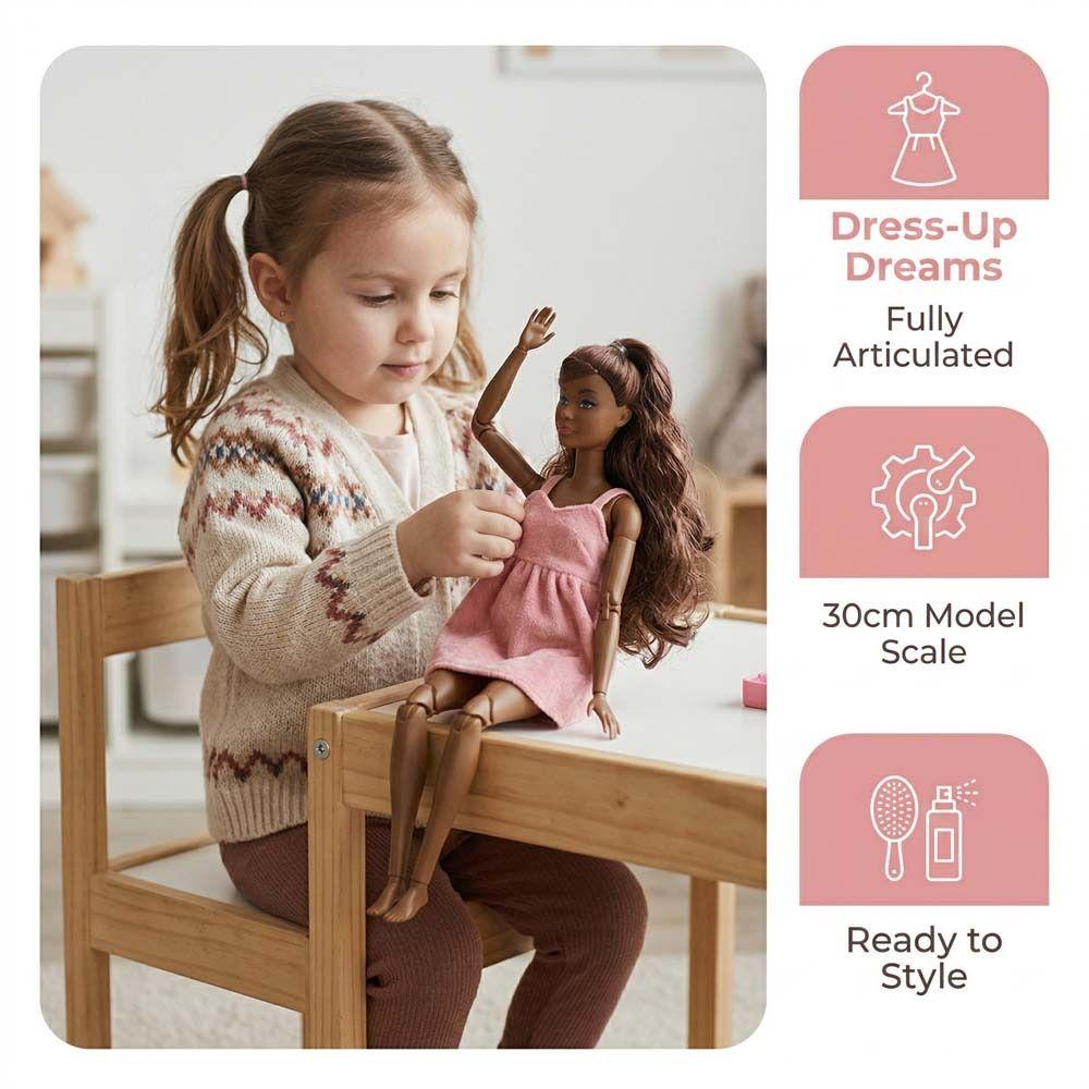 Curly Hair 1/6 Doll Model Dark Skin Action Figure Body Supermodel Nude Doll  Doll Accessories