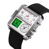 Temeshi 8160 Square Waterproof Watch Three-Time Large Dial Men'S And Women'S Electronic Watch Luminous Chronograph