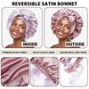 2Pack Women Satin Bonnet Silk Hair Reversible Bonnets Hair Wrap for Sleeping Cap with Tie Band