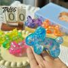 Talos Stress Relieving Balloon Dog Toy, Soft Glitter Squeeze Clear Puppy Sensory Fidget Toy for Anxiety Relief