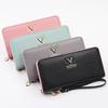 New Solid Color Long Wallet Women's Simple High-end Lychee Pattern Soft Leather Trend Zipper Wallet Spot