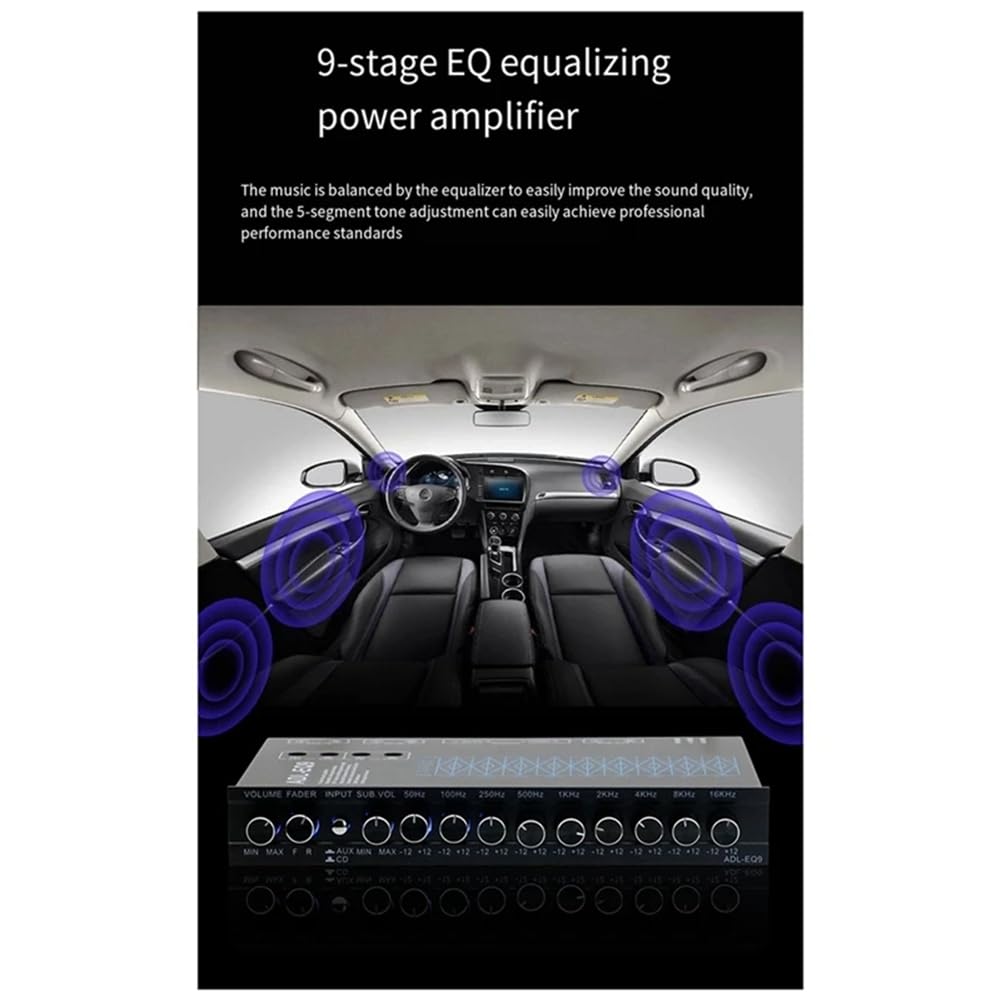 Lzcxszzm 9 Band Graphic Equalizer Digital Car Audio -EQ9 Full Series Car Amplifier Equalizer with Adjustable Filter