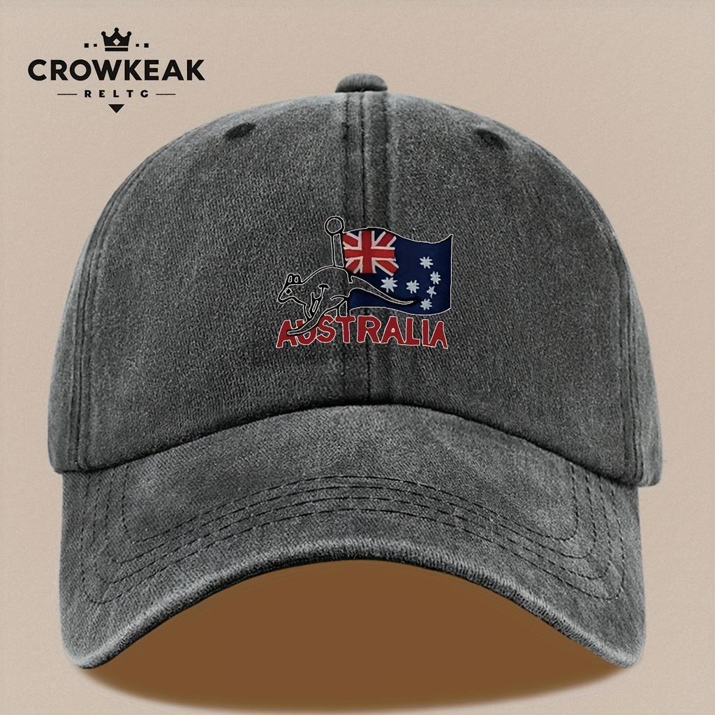 pc Australia Kangaroo Flag Baseball Cap  Vintage Distressed Trucker Hat Adjustable Snapback Closure Lightweight Breathable U