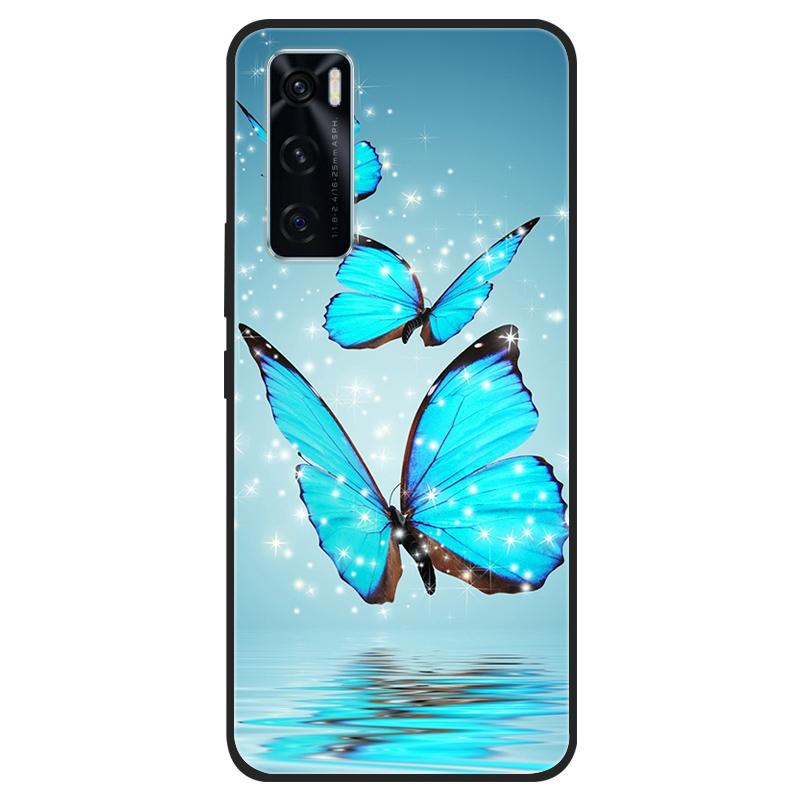 For Vivo V20 SE Case V20SE Silicone Cat Painted Soft Black Cover for VivoV20 V20SE V2022 V2023 Cover TPU Coque Protective Capa