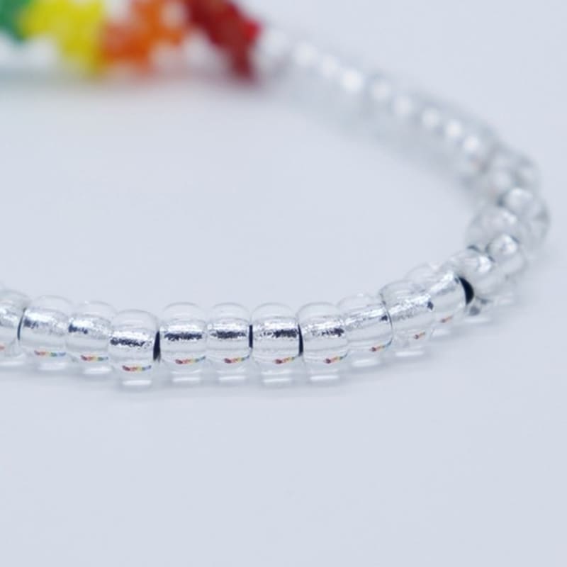 BONBEAU Rainbow Flower Beads Bracelet Rainbow Color Flower Bead Bracelet