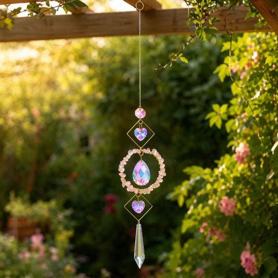Crystal Sun Catchers for Windows, Colorful Healing Light Crystal Suncatcher, Wind Chimes Pendant, Indoor Outdoor Patio Garden Decor Gifts