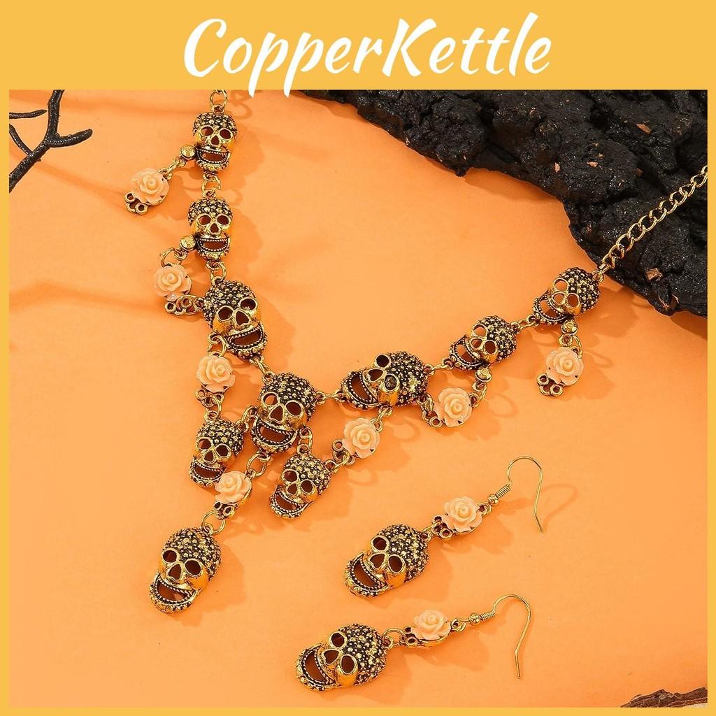 Pendant Skeleton Vintageinspired And Earrings Pack With Alloy Chain For Holiday Dressing