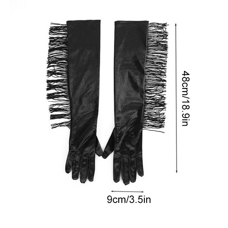 1 Paar Fransenhandschuhe Rollenspielhandschuhe Party Polyester Ballkleid Satin Lange Etikettehandschuhe