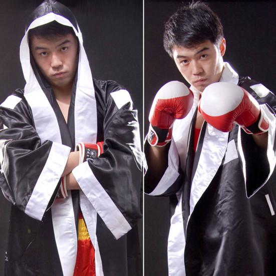 Herren Langarm Taillengürtel Wettkampftraining Muay Thai Boxen Robe Uniform