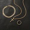 Stainless Steel S Jewelry Set For Men Cross Pendant Chain Necklace Bracelet Ring Set Personality Design Accessories Gifts