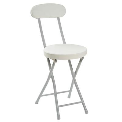 VECELO Folding Pipe Complete No Assembly Seat Height Load Capacity PU White Chair, Chair, Foldable, Backrest, Slim, Lightweight, Portable, Product,