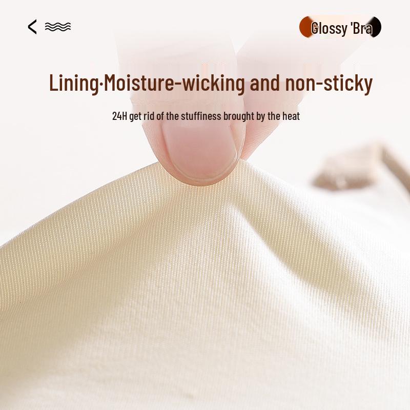 Satin Jelly Soft Support Wire-Free Push-Up Bra with Fixed Cups and Smooth Beautiful Back