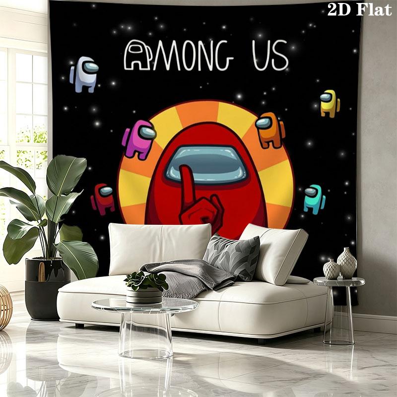 Among Us Custom Name Wall Tapestry Aesthetic Wall Hanging Printed Fabric Blanket Decorative Tapestries for Bedroom Living Room Home Decor