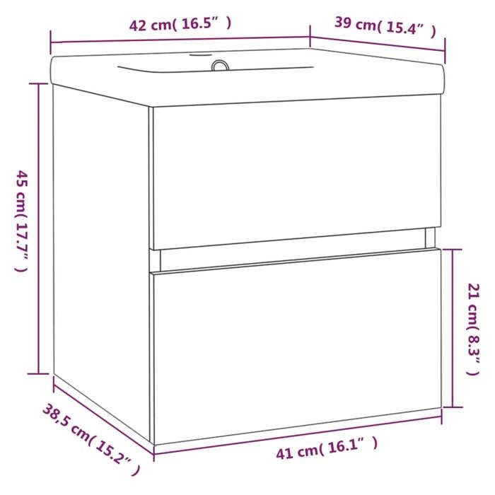 VidaXL Vanity Unit with Integrated Basin Under-Sink Cabinet Bathroom Storage Unit Home Sonoma Grey Wood 3152859