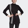 adidas Originals Three Stripes Knit Sweater Side Slit Round Neck Pullover Women Sweater Black FN2794