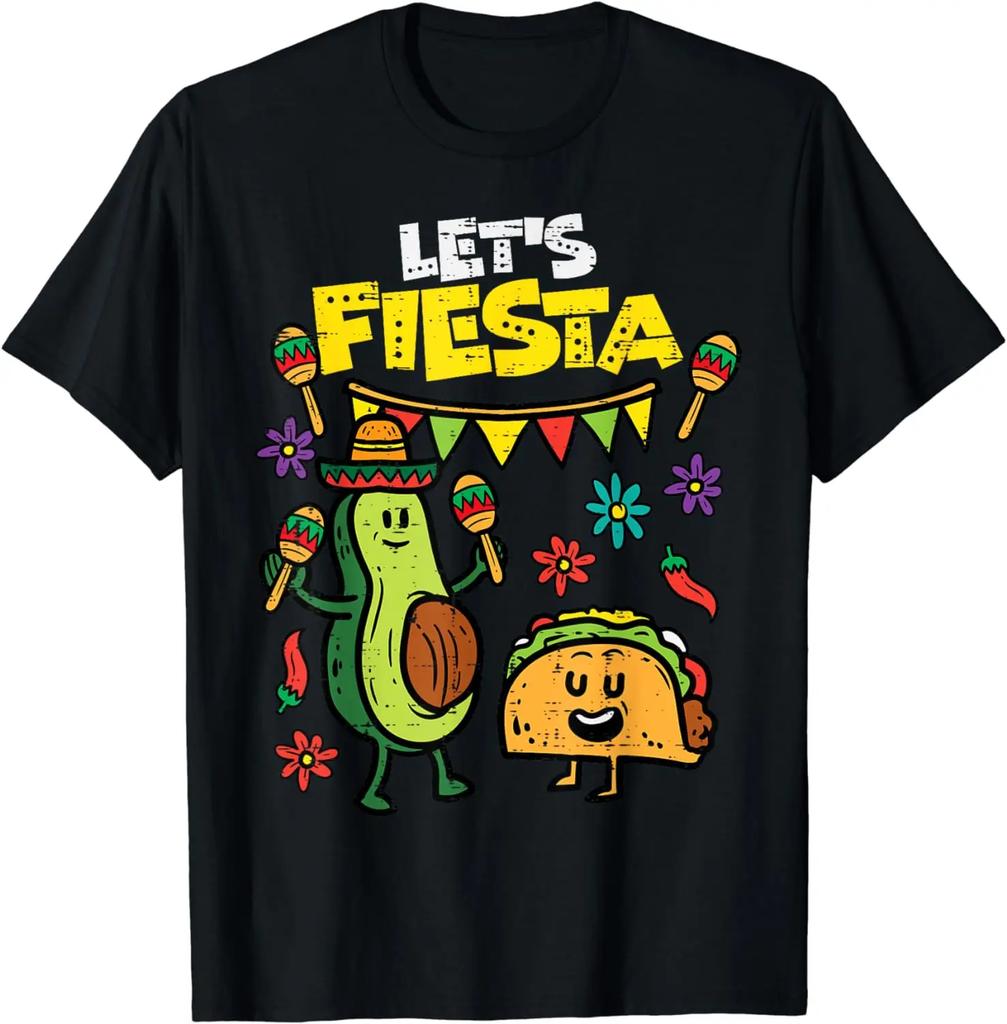 Lets Fiesta Taco Avocado Funny Cinco De Mayo Mexican Party T-Shirt