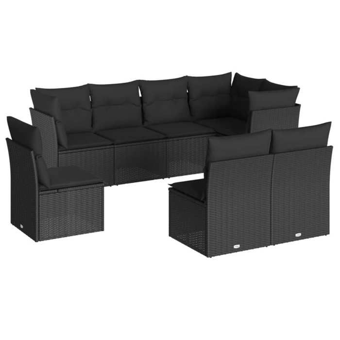 VidaXL Salon de jardin 8 pcs avec coussins noir résine tressée 3249594
