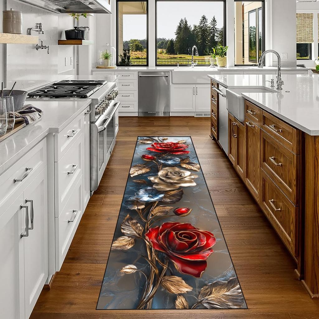 Valentine's Day Carpet Golden Rose Carpet Runner Rug Kitchen Rug Doormat Welcome Mat Carpet For Live Room Rug For Bedroom