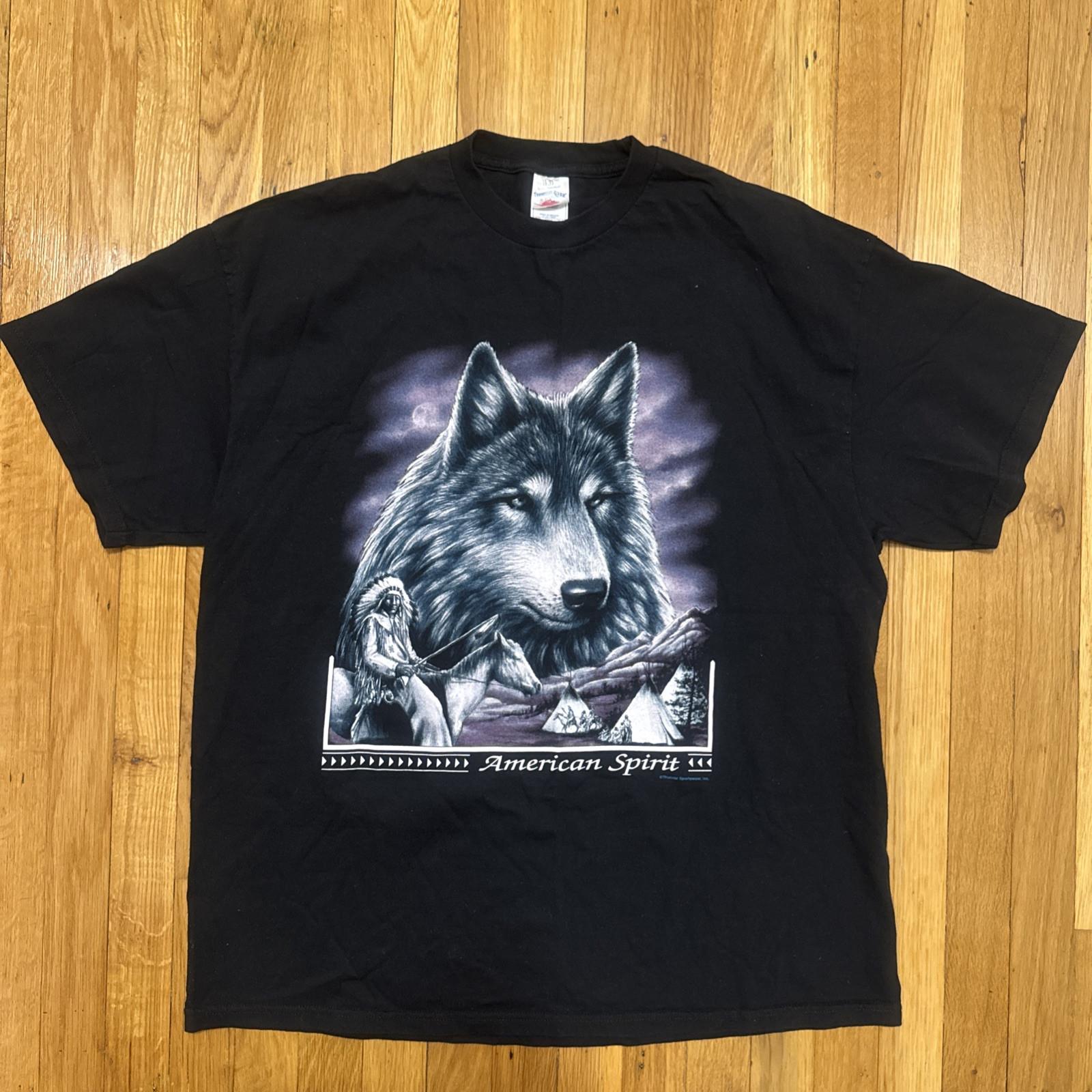 Men s Vintage Thunder Sportswear Wolf American Spirit Native T- 2XL Unisex T-Shirt XL