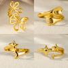 Geometric Flower Star Moon Ring for Women Stainless Steel Gold Color Cheap Open Ring 2025 Fashion Wedding Couple Zircon Gift