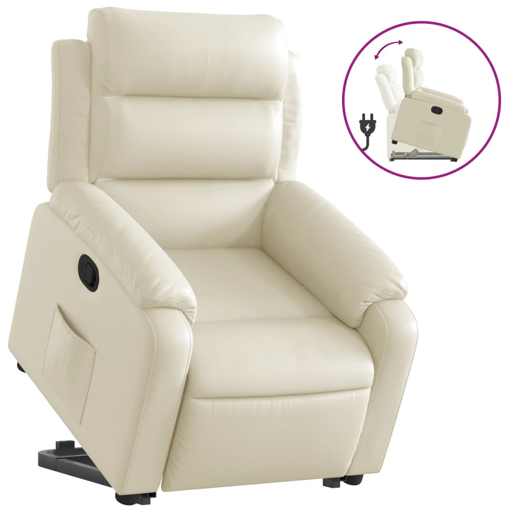 Recliner with Lift Assist Cream Artificial Leather