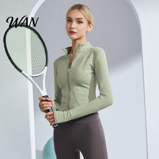 Thumb Hole Sleeves Yoga Top Women Long Sleeve Workout Tops Quick Dry Full Zip Crop Athletic Slim Sweat-wicking Wear Fit Shirts Sportwear with