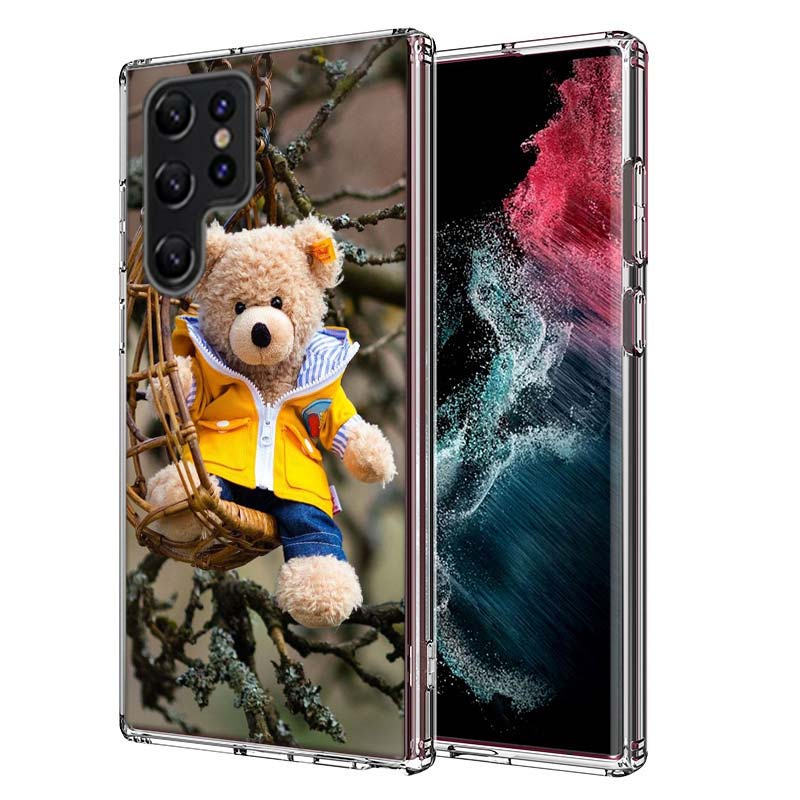 Funny And Cute Bear Capa Phone Case For Samsung S26 Ultra S25 Edge Galaxy S23 S21 S20 S24 FE S22 S10 Plus Cover Clear TPU Shell